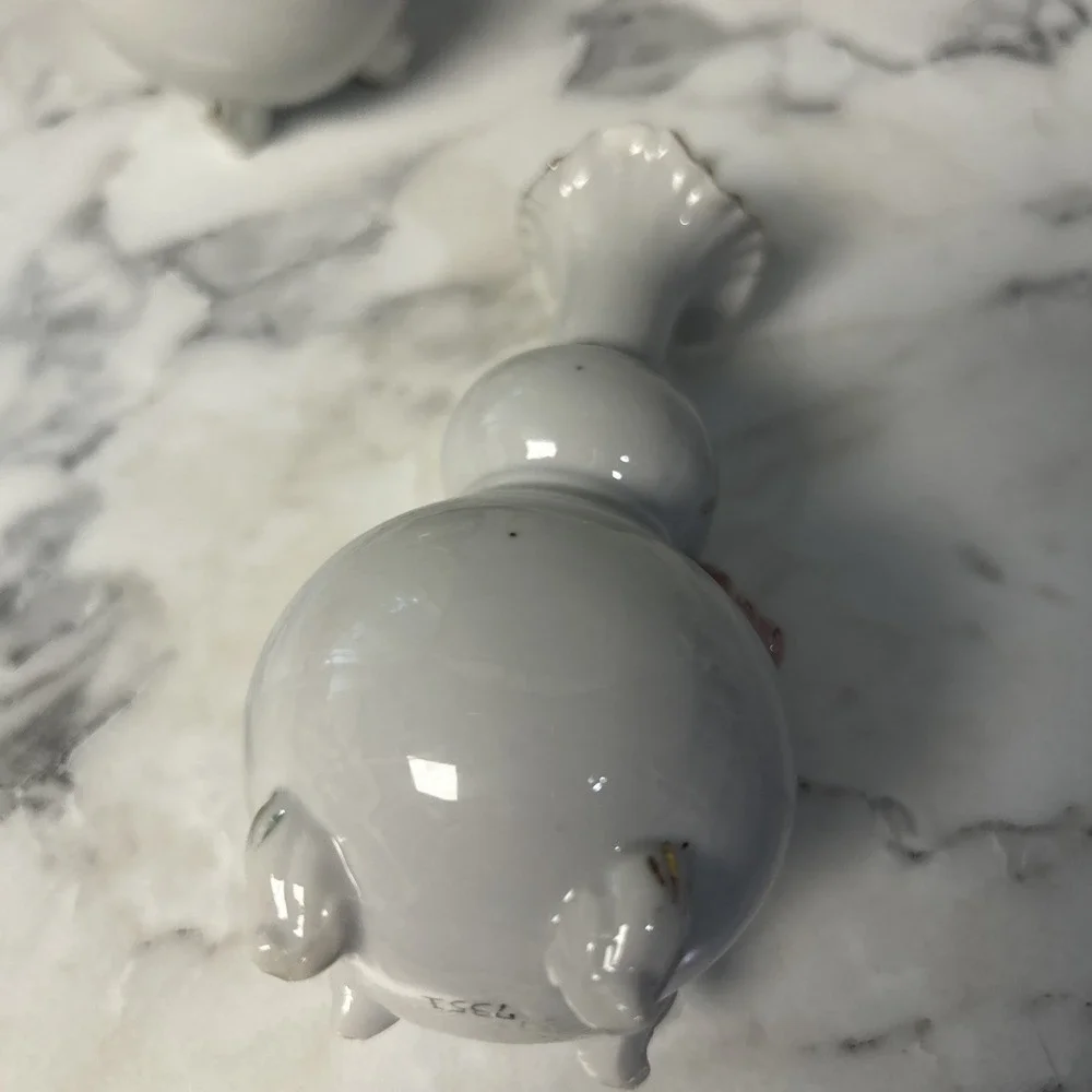 Floral Rose Victorian Bud Vase Old World Footed set of 2 Vintage Shabby Chic